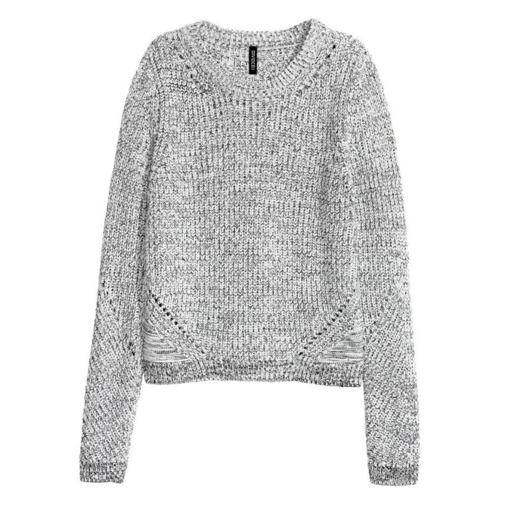 H&M Black And White Openwork Ribbed Knit Sweater - Picture 3 of 8